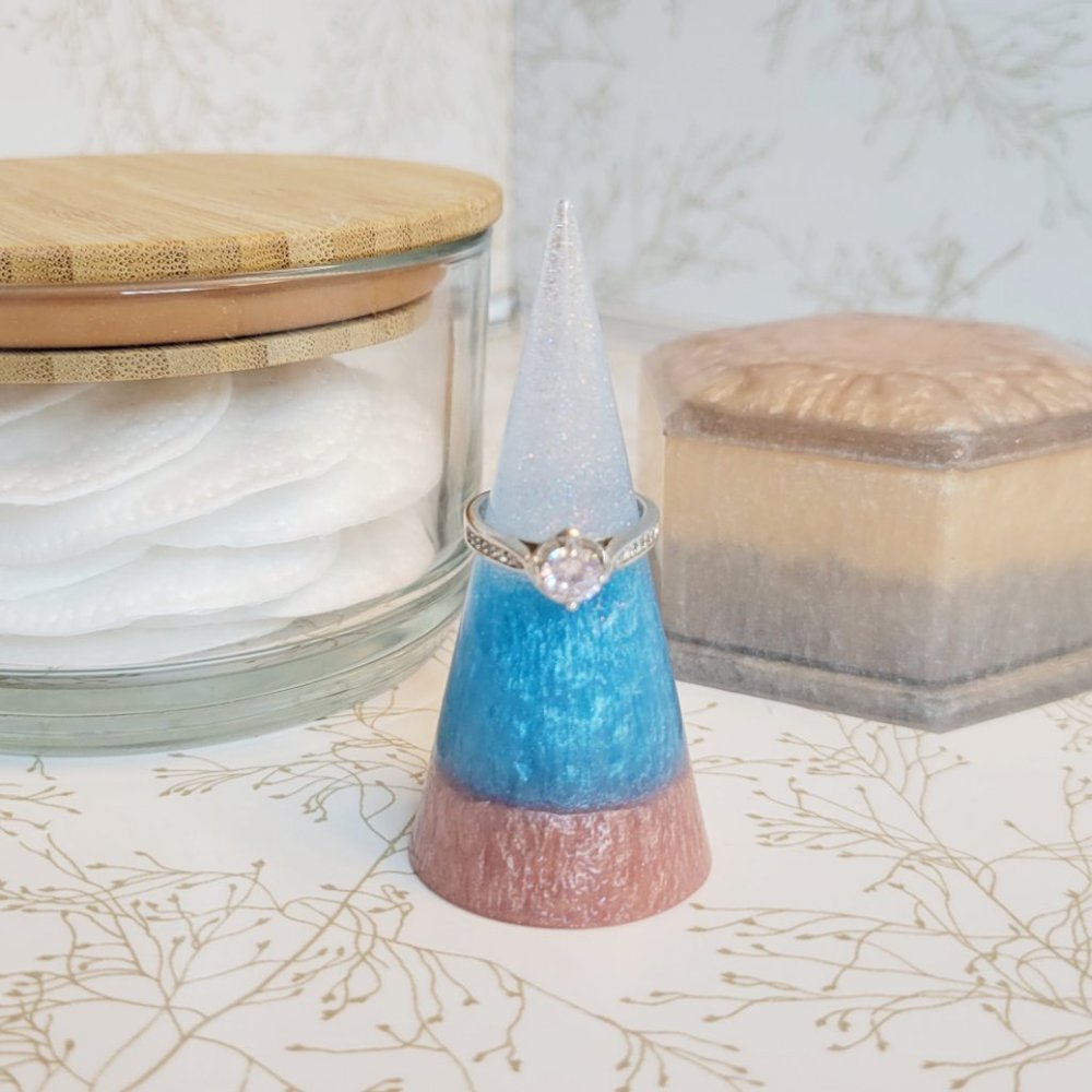 Ring Stand Ring Holder Ring Cone Ring Keeper Decorative Pink and Blue Ring Stand